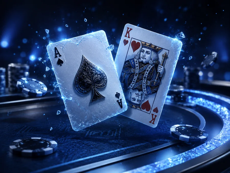 Icy ace and king playing cards