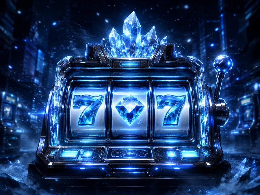 Crystal slot machine showing seven, diamond, seven